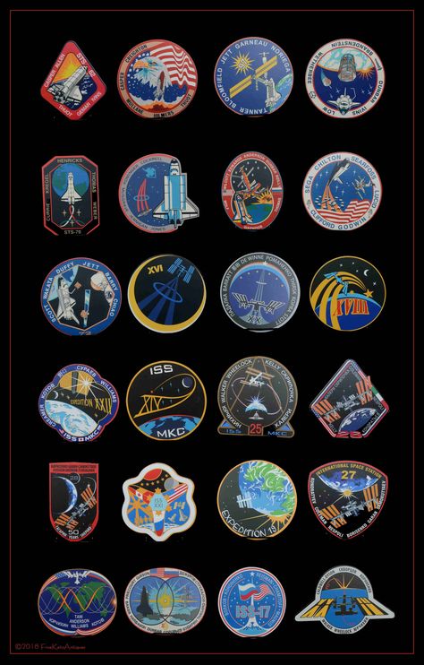 NASA mission logo's Printed oversize on foam core by NASA This set hung in the LCC (Launch Control Center) Kennedy Space Center Nasa Punk Aesthetic, Nasa Design, Space Patches, Space Badge, Launch Control, Space Patch, Apollo Space Program, Nasa Space Program, Space Mission