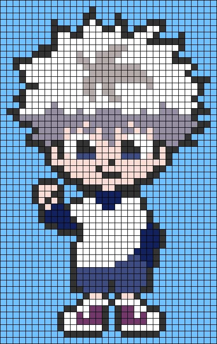 Alpha pattern #126005 | BraceletBook Cute Pixel Art Anime, Perler Anime Pattern, Pixlr Art Easy, Anime Pattern, Hxh Pixel Art, Killua Pixel Art Grid, Pixel Anime Art, Anime Pixel Art Grid Easy, Pixel Art Anime Easy