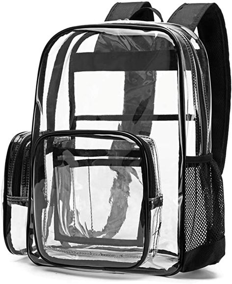 Clear Backpack, Cambond Heavy Duty Transparent Backpacks with Reinforced Straps (Black) | Kids' Backpacks Clear Backpacks, Survival Backpack, Clear Backpack, Aesthetic Backpack, Transparent Bag, Wholesale Bags, Clear Bags, School Backpack, Designer Backpacks