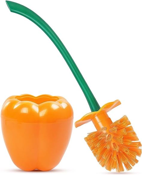 ADNIKIA Toilet Brush Bell Pepper, Toilet Bowl Brush and Holder, Sweet Pepper Toilet Cleaner Brush, Bathroom Chili Pepper Toilet Bowl Brush for Deeply Cleaning, Hot Pepper Toilet Brush Set, Red/Orange Vasos Vintage, Toilet Bowl Brush, Cute Apartment, Sweet Pepper, Toilet Cleaner, Hot Pepper, Toilet Covers, Future Apartment, Toilet Bowl