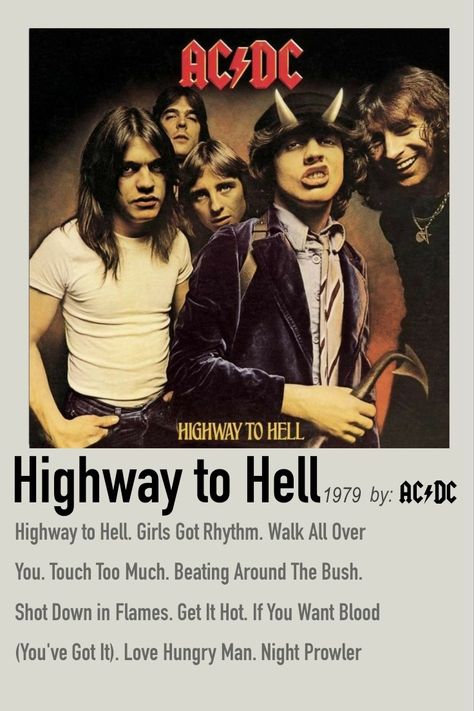 Acdc Albums, Acdc Poster, Alternative Songs, Beatles Wallpaper, Rock Album Covers, Minimalist Music, Music Poster Ideas, Vintage Music Posters, Highway To Hell