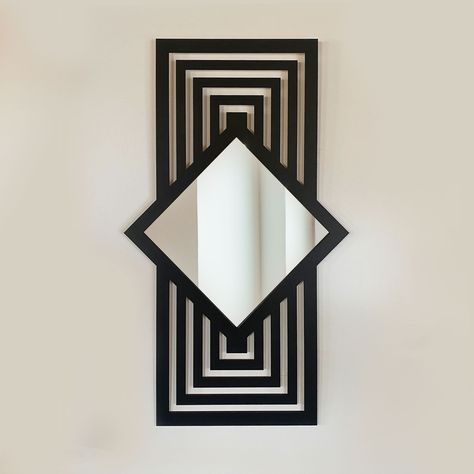 Laser Cut Mirror Frame, Rod Iron Decor, Modern Mirror Living Room, Mirror Frame Ideas, Large Wooden Mirror, Wall Mirror Design, Plywood Finish, Modern Mirror Design, Wall Mirror Decor Living Room