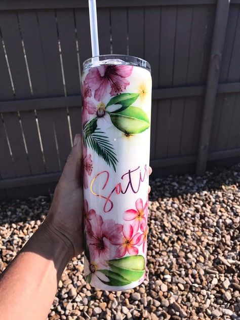 Tropical Tumbler Ideas, Waterslide Tumblers, Apple Cider Vinegar Scalp, Tropical Tumbler, Decorated Cups, Cricut Tumblers, Cup Inspiration, Resin Cups, Tumbler Quotes