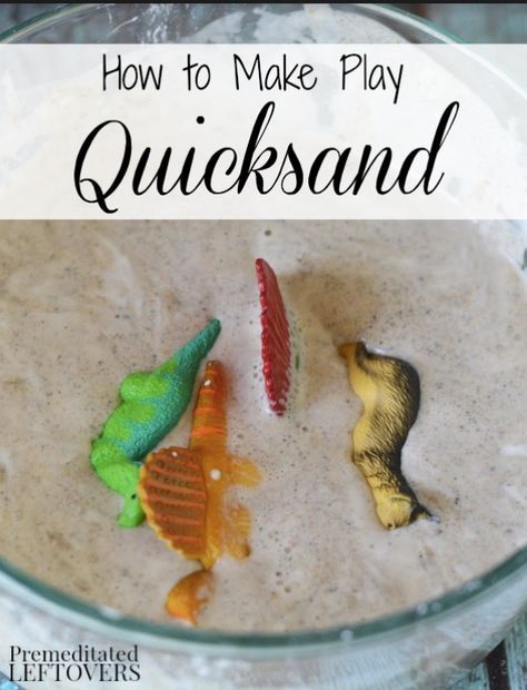 Learn How to Make Your Own Quicksand with this easy tutorial. It's a fun and educational activity for kids as they set toys on the sand and watch them sink. Includes recipe for quicksand and ideas for keep the mess from this project to a minimum. Zoo Theme Stem Activity, Quicksand Activity, Safari Science Activities Preschool, Dinosaur Activities For School Age, Desert Science Experiments For Kids, Safari Crafts For Older Kids, Desert Activities For Preschool, Desert Animals Activities, Animal Science Activities