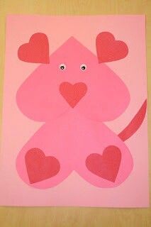 Pink Day Activities, Pink Day Activities Preschool, Dog Crafts For Kids, Projects For Kindergarten, Valentines Dog, Kindergarten Valentines, San Valentine, February Crafts, Preschool Valentines