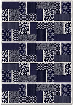 Quilt Inspiration: Free Pattern Day! Asian Inspired Quilts Patterns For Quilts, Blue Quilt Patterns, Japanese Quilt Patterns, Asian Quilts, Moon Quilt, Indigo Quilt, Bubble Quilt, Asian Fabric, Black And White Quilts