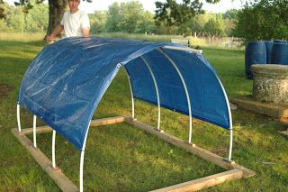 Portable PVC arch with tarp for shade Goat Shade Ideas, Backyard Dog Playground, Shade For Dogs, Pvc Arch, Dog Pen Outdoor, Duck Pen, Portable Dog Kennels, Dog Backyard, Shade Gardening