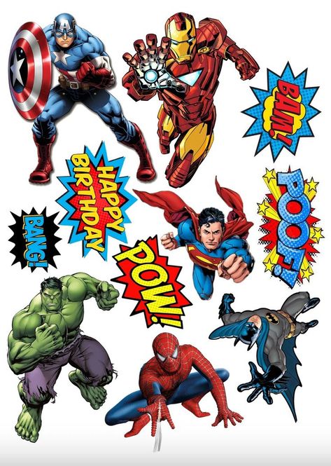 Avengers Cake Topper, Avengers Birthday Party Decorations, Superhero Cake Toppers, Superhero Stickers, Spiderman Birthday Cake, Marvel Birthday Party, Avengers Theme, Photo Cake Topper, Marvel Cake