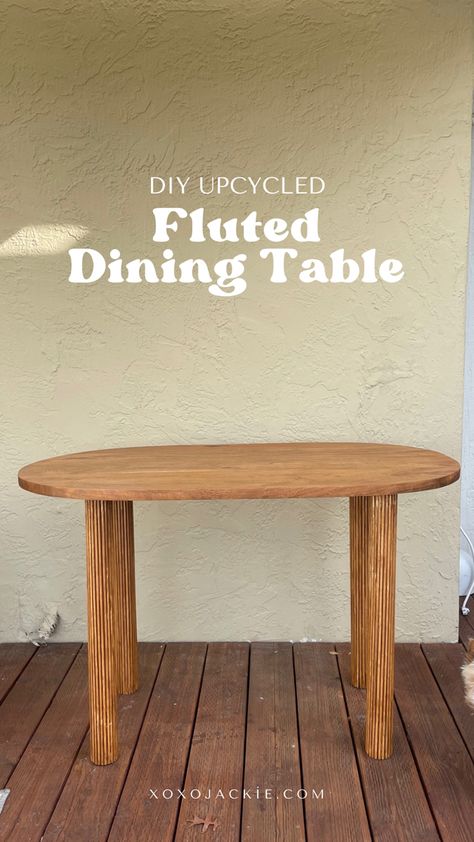 Fluted Leg Dining Table, Dining Table Legs Ideas Wooden Diy, Dining Table To Coffee Table Diy, Small Dining Table Diy, Diy Oval Table Top, Diy Fluted Dining Table, Diy Small Kitchen Table, Diy Oval Dining Table, Dining Table Hack