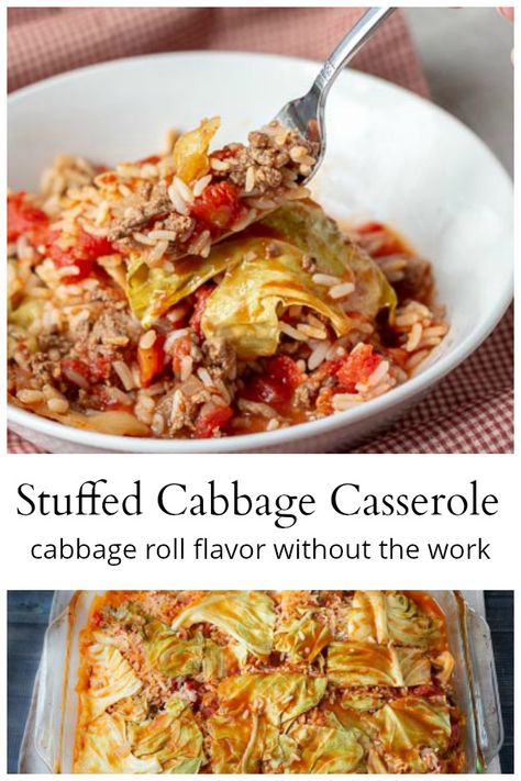 Stuffed Cabbage Roll Casserole, Stuffed Cabbage Casserole, Cabbage Casserole Recipes, Cabbage Roll Casserole, Cabbage Roll, Cabbage Casserole, Stuffed Cabbage, Work Meals, Cabbage Rolls