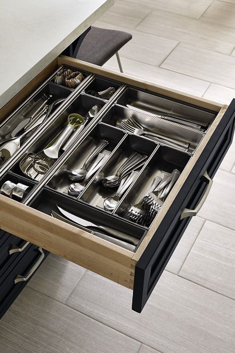 Interiors Kitchen, Storing Spices, Utility Cabinets, Vanity Drawers, Utensil Storage, Kitchen Craft, Wood Drawer, Wood Knife, Cutlery Tray