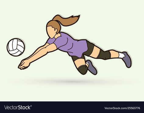 Volleyball Player Drawing, Volleyball Cartoon, Action Woman, Cartoon Volleyball, Woman Volleyball, Volleyball Art, Inspirational Volleyball Quotes, Volleyball Illustration, Volleyball Drawing