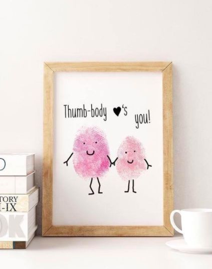 Cards Diy Easy, Creative Mother's Day Gifts, Mothers Gifts, Diy Mother's Day, Gifts Homemade, Fingerprint Art, Kids Homemade, Ideas Videos, Diy Gifts For Kids