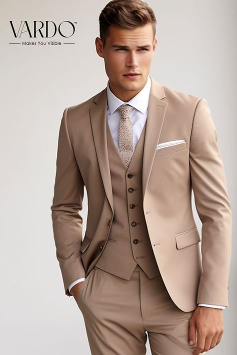 Light Brown Suit For men, Etsy Beige Suits Wedding, Three Piece Suit Mens, Brown Suits For Men, Suit For Men Wedding, Wedding Outfit For Boys, The Rising Sun, Party Kleidung, Groomsmen Suits, Prom Suits