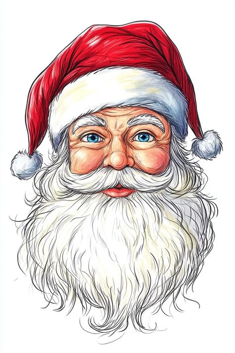 Festive Creativity Unleashed: 17 Inspiring Christmas Drawing Ideas – Craft Frontier Making Santa Claus Craft, Santa Claus Drawings, Santa Clause Drawings For Kids, Santa Claus Drawing Illustration, Cute Santa Drawing, Christmas Santa Drawing, Christmas Santa Claus Drawing, Santa Claus Sketch, Christmas Drawing Ideas Creative