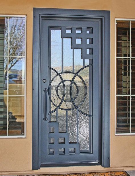 Iron Entry Doors in Just 14 Days | First Impression Ironworks Iron Security Doors, Pintu Interior, Iron Front Door, Steel Entry Doors, Iron Entry Doors, Metal Doors Design, Steel Door Design, Iron Door Design, Grill Door Design