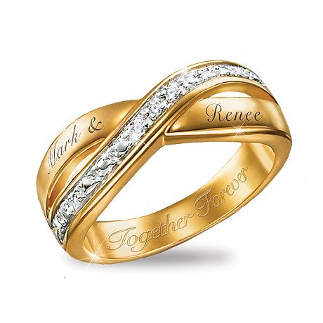 Eternity Personalized Diamond Ring Band Diamond Ring, Couple Ring Design, Infinity Diamond Ring, Unique Engagement Ring Settings, Engagement Rings Couple, Double Band Rings, Rings Bands, Romantic Jewelry, Gold Mangalsutra