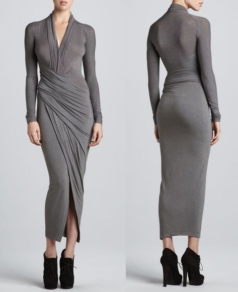 Donna Karan Драпированные Платья Plunge Neck Midi Dress, Donna Karan Dress, Attractive Clothing, Red Carpet Style, Jersey Wrap Dress, Plunging Neck, Jennifer Hudson, Draped Dress, Wearing Clothes