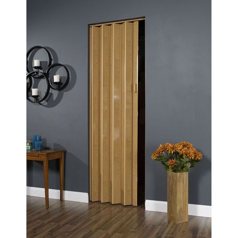 Spectrum 32 Inch x 96 Inch Folding Door in Oak Brown (32"x96", Oak), Size 32x96 Accordion Door, Vinyl Panels, Folding Door, Pvc Vinyl, Home Products, Bed Bath Beyond, Bed Bath, Doors, Vinyl