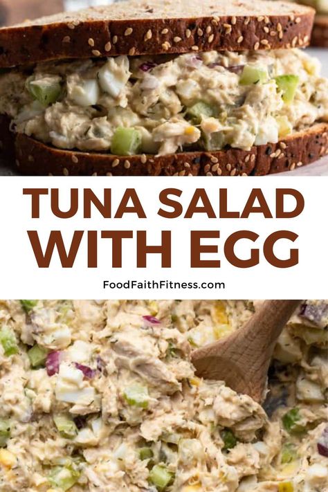 Enjoy protein-packed Tuna Salad with Egg, bursting with flavor! Ideal for sandwiches or lettuce wraps, it's a satisfying lunch or dinner option. Quick and easy to make, this recipe is perfect for busy days! Tuna Egg Sandwich, Tuna Egg Salad Sandwich, Tuna And Egg Salad Sandwich, Tuna And Egg Salad Recipe, Tuna Salad Recipe Healthy With Egg, Best Tuna Salad Recipe With Egg, Tuna Salad Recipe With Egg, Tuna Salad With Egg, Tuna Wraps Recipes