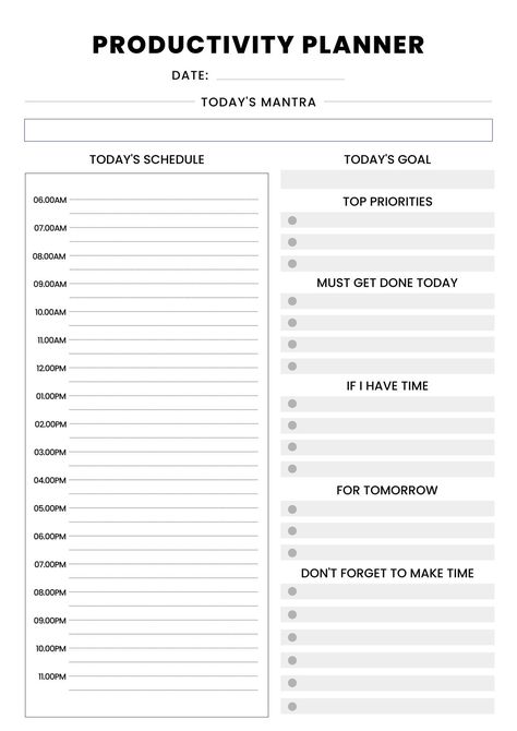 Day Planner Template, Daily Work Planner, Planner Self Care, Bullet Journal Minimalist, Daily Routine Planner, Daily Planner Printables Free, Study Planner Printable, Self Care Planner, Undated Digital Planner