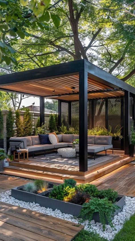 Art & Creative Ideas Backyard Deck And Pergola Ideas, Home Gazebo, Backyard Pergola Ideas Patio Design, Decks With Pergola Ideas, Gazebo Ideas Backyard Diy, Backyard Gazebo Decorating Ideas, Backyard Gazebo Patio, Gazebo Design Outdoor, Outdoor Gazebo Ideas Backyards