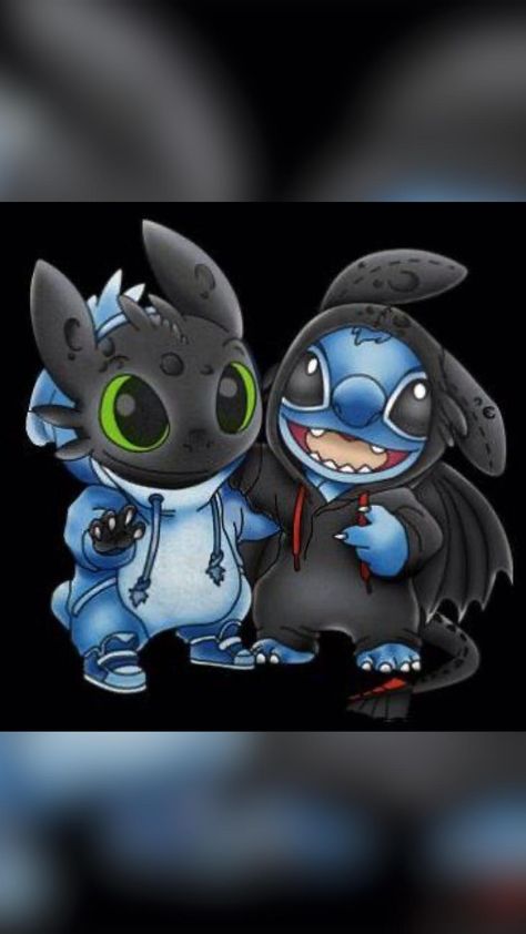 Stitch And Toothless, Disney Stitch Tattoo, Toothless And Stitch, Cute Disney Characters, Stitch Tattoo, Disney Cute, Lilo And Stitch Quotes, Uniform Costume, Lilo And Stitch Drawings