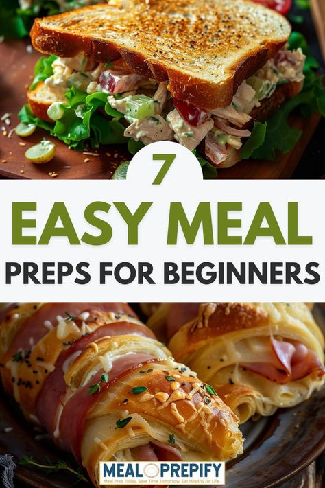 A selection of different meal prep meals laid out, perfect for starting healthy eating with easy prep ideas. Easy Chicken Salad Sandwich, Healthy Recipes Meal Prep, Start Eating Healthy, Recipes Meal Prep, Fruit And Yogurt Parfait, Easy Chicken Salad, Meal Prep For Beginners, Meal Prep Ideas, Chicken Salad Sandwich