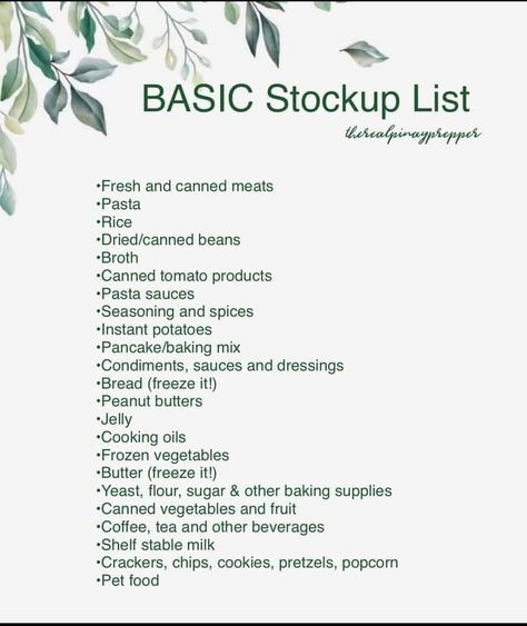 Food Stockpile, Food Stockpile List, Prepper List, The Good Wife's Guide, Emergency Preparedness Binder, Emergency Preparedness Items, Survival Skills Emergency Preparedness, Emergency Preparedness Food, Emergency Survival Kit