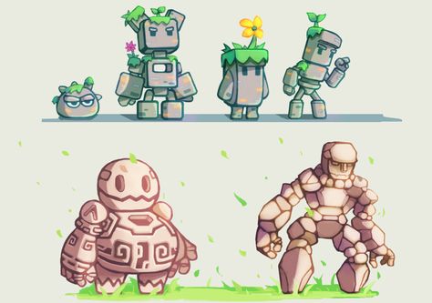 Stone Man by Blien OriA group of hard-body guys Stone Character Design, Stone Creature, Stone Monster, Stone Illustration, Stone Golem, Mobile Cartoon, Food Plushies, Short Animation, Simple Character