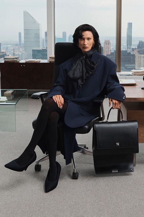 Balenciaga Spring 2023, Balenciaga Campaign, Balenciaga Outfit, Balenciaga Spring, Bella Hadid Outfits, Black Leather Coat, Contemporary Wardrobe, Embellished Blouse, Nicole Kidman