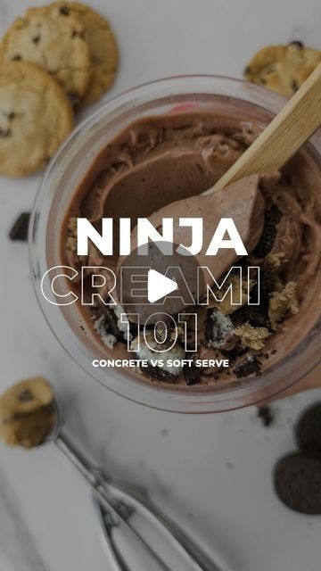 Shandi Martin | Food Enthusiast on Instagram: "Ninja Creami 101 Concrete vs Soft Serve 👇 ➡️ Which one do you prefer?   There is a local ice cream shop in Utah called Nielsen's Frozen Custard. They have the most amazing ice cream, my favorite being their "Concrete" variations!   I've been Team SOFT SERVE for quite a while, but I'm now becoming Team CONCRETE 😍   I love that with the @ninjakitchen Ninja Creami you can customize it to you!   Differences 👇 The only difference between these two textures is the amount of respins! Concrete = 1 Respin + Mix Ins Soft Serve = 2 Respin's + Mix Ins   Recipes 🍦 SLM Chocolate Cookie Dough Oreo SLM Chocolate Banana Nutella (both can be found on my page)   #ninja #ninjacreami #proteinicecream #icecream #creami #macros #macrofriendly #recipeideas #macro Cookie Dough Oreo, Chocolate Cookie Dough, Banana Nutella, Protein Ice Cream, Frozen Custard, Ninja Creami, Ice Cream Shop, Soft Serve, Chocolate Banana