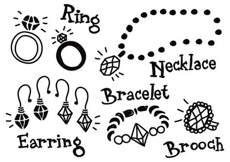 Jewelry doodle Premium Vector | Premium Vector #Freepik #vector #background #wedding #vintage #design Jewelry Doodle, Arm Temporary Tattoos, Background Wedding, Jewelry Design Drawing, Jewelry Illustration, Wedding Vintage, Bullet Journal Inspo, Design Drawings, Graphic Editing