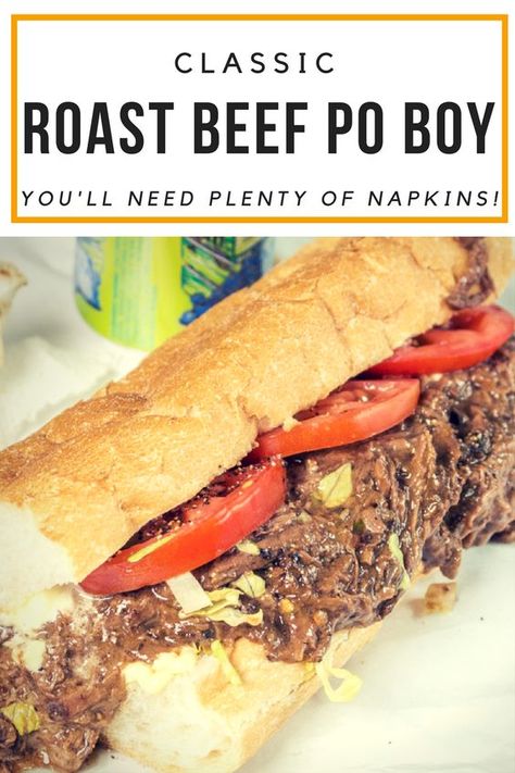 Crockpot Roast Beef Po Boys, Roast Beef Poboys Recipe, Poboy Sandwich Recipe, Classic Roast Beef, Keto Hamburger, Bbq Meats, Po Boy Sandwich, Classic Roast, Instant Pot Slow Cooker