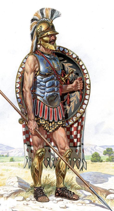 Greek Hoplite Macedonian Warrior, Ancient Greek Warrior, Greek Hoplite, Spear And Shield, Greek Soldier, Classical Greece, Roman Warriors, Historical Warriors, Hellenistic Period