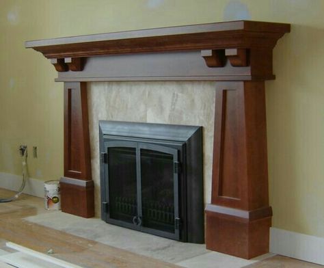 Nice Craftsman Mantel, Craftsman Fireplace Mantels, Craftsman Style Fireplace, Craftsman Interior Design, Craftsman Fireplace, Fireplace Mantel Designs, Fireplace Bookshelves, Craftsman Interior, Mission Furniture