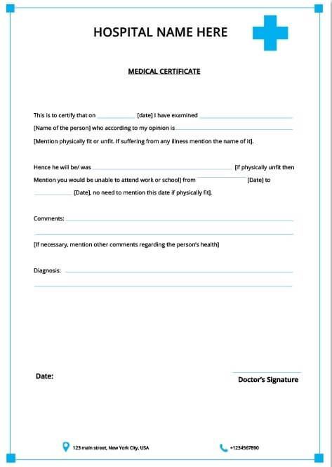 Free Fake Medical Certificate Template (2) - TEMPLATES EXAMPLE | TEMPLATES EXAMPLE Fake Medical Certificate, Medical Certificate Template, Dr Note For Work, Medical Certificate, Medical Report, Blank Certificate Template, Student Certificates, Doctors Note Template, Free Gift Certificate Template