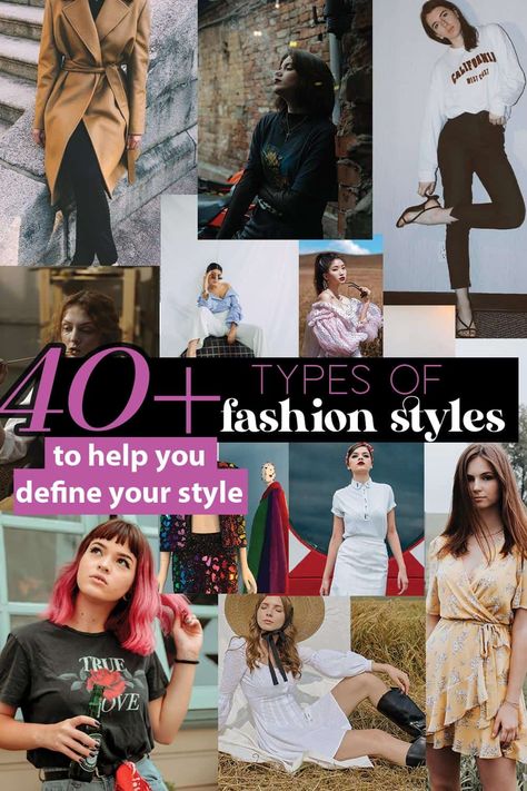 Define you fashion style with this ultimate list. Ever question what your style this? You can find a detailed list of fashion identities like French girl fashion, minamalist fashion, and it even includes more subgenera fashion styles like egirl, cottagecore, and all different types of goth fashion. Deciphering your fashion style is the first step to mastering it! #fashion #fashionstyle #typesoffashion #frenchgirlstyle All The Styles List, Type Of Fashion Aesthetic, Outfits Types Names, Types Of Wardrobe Styles, Outfits Name Fashion Styles, Type Of Outfit Aesthetic, Different Types Of Fashion Styles Aesthetic, Types Of Outfit Aesthetic List, Style Astethics Types List