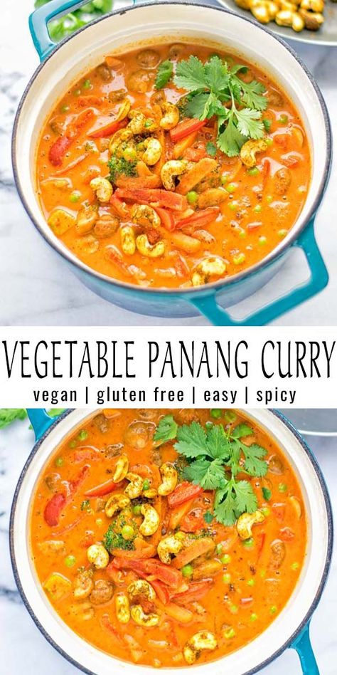 Vegetable Panang Curry is an easy vegan and gluten free one pot dish. Totally amazing for lunch or dinner, and a perfect choice for meal prep. #vegan #plantbased #Indian #dairyfree #curry #panang #mealprep #lunch #dinner Curry Panang, Mealprep Lunch, Meal Prep Vegan, Panang Curry Recipe, Panang Curry, Meat Recipes For Dinner, True Food, Vegan And Gluten Free, Healthy Comfort Food