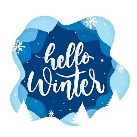 Hello winter lettering on blue backgroun... | Free Vector #Freepik #freevector #freebackground #freewinter #freesnow #freedesign Winter Lettering, Cartoon Gif, Winter Scrapbook, Winter In Japan, Snow Design, Snow Illustration, Background Winter, Christmas Graphic Design, Chestnut Hair