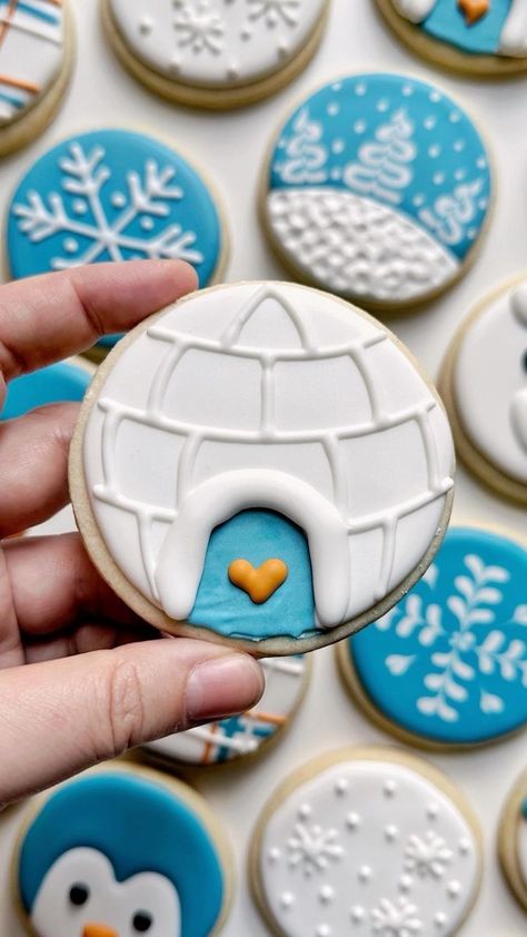 Decorated Round Cookies, January Sugar Cookies, Circle Christmas Cookies Decorated, Circle Cookie Decorating Ideas, Cookie Decorating For Beginners, Graceful Baker, Royal Icing Cookies Recipe, Cookies Icing, Cookie Decorating Icing