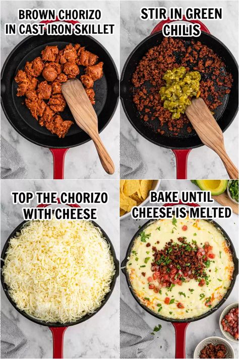 Chorizo Queso Dip Oven, Chorizo Queso Dip Easy, Chorizo Queso Fundido, Queso And Chorizo Dip, Quest Fundido With Chorizo, Chorizo Cheese Dip Recipes, Chorizo Fundido Dip, Queso Flameado Recipe, Chorizo Dip Recipes