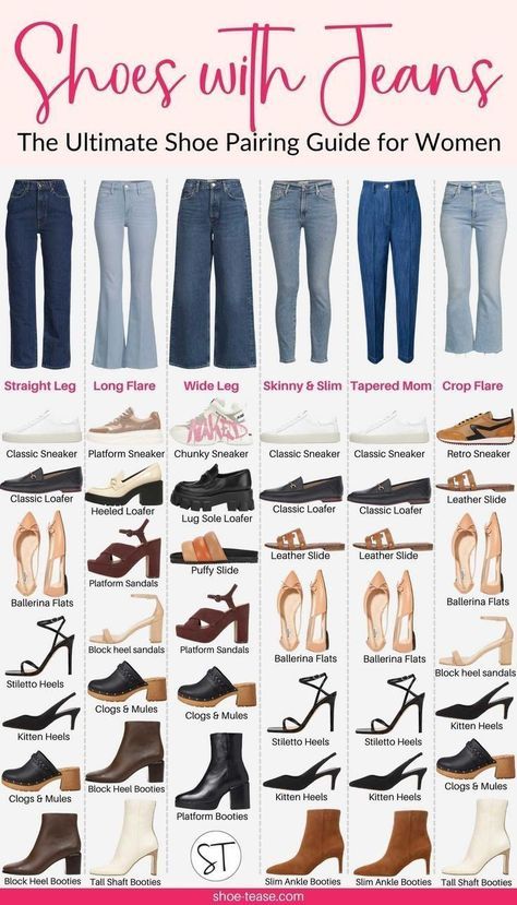 Shoes To Wear With Jeans, How To Style Wide Leg Jeans, Everyday Outfits Summer, What Shoes To Wear, Shoes Guide, Style Wide Leg Jeans, Wide Leg Jeans Outfit, Couple Matching Outfits, Everyday Casual Outfits