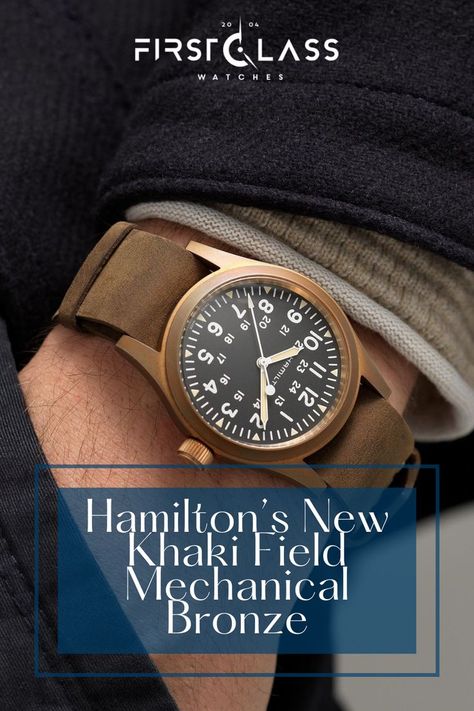 Hamilton have launched a new version of the iconic Khaki Field Mechanical watch with a striking bronze case. Hamilton’s New Khaki Field Mechanical Bronze is new iteration of the fan-favourite watch which is sure to be a popular choice for Hamilton fans. Khaki Field Mechanical, Modern Market, Military Watches, New Version, Mechanical Watch, Wood Watch, First Class, The Spirit, The Modern