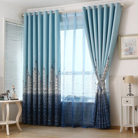 Blue Curtains Bedroom, Water Castle, Thermal Drapes, Cloth Curtains, Thick Curtains, Drapes And Blinds, Shabby Chic Room, Insulated Curtains, Blue Curtains