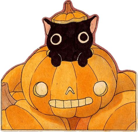 Fall Cat Drawing, Halloween Gouache Painting, Black Cat Drawing Halloween, Spooky Season Drawings, Pumpkin Cat Drawing, Printify Ideas, Pumpkin Illustration Autumn, Cat Gouache, Cute Spooky Art