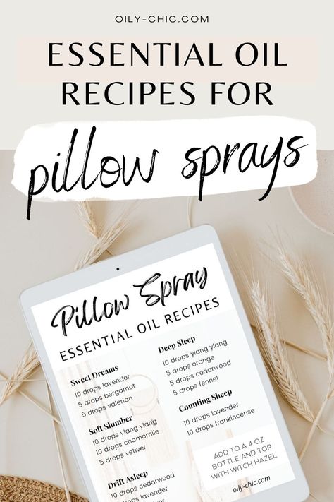 Essential Oil Sleep Blend Diffuser, Pillow Spray Essential Oils Diy, Sleep Spray Essential Oils, Essential Oil Sleep Blend, Essential Oil Room Spray Recipe, Diy Pillow Spray, Sleepy Essential Oil Blend, Herbal Sleep Pillows, Sleep Essential Oil Blend