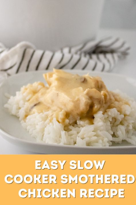 Easy Slow Cooker Smothered Chicken Recipe Smothered Chicken Crockpot, Crock Pot Boneless Chicken Breast, Slow Cooker Smothered Chicken, Smothered Chicken Recipe, Smothered Chicken Recipes, Fall Crockpot, Slow Cooker Chicken Chili, Slow Cooker Bbq Chicken, Easy Crockpot Dinners