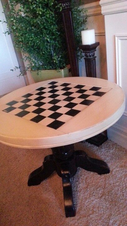 Painted Checkerboard Table, Checkerboard Table Top, Kansas Farmhouse, Painted Game Table, Checkerboard Table, City Chicken, Table Redo, Chess Table, Game Tables