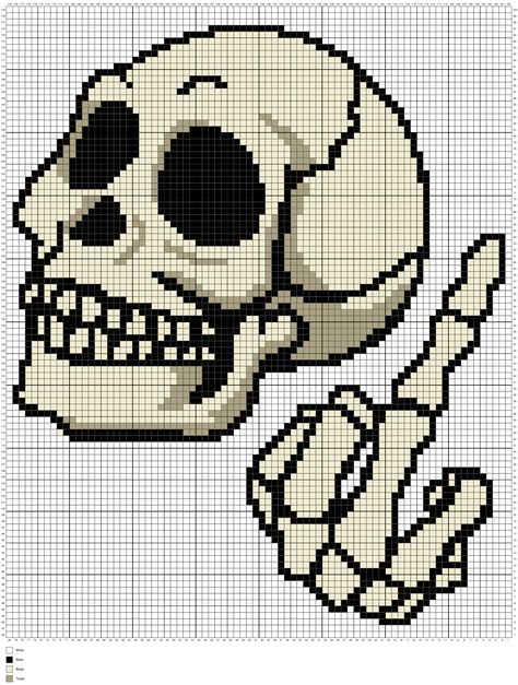 Skull Graph Crochet Pattern, Crochet Graph Design, Crochet Skull Patterns Free, Free Tapestry Crochet Patterns, Skull Crochet Pattern Free, Finger Blanket, Skull Middle Finger, Crochet Skull Patterns, Skeleton Finger